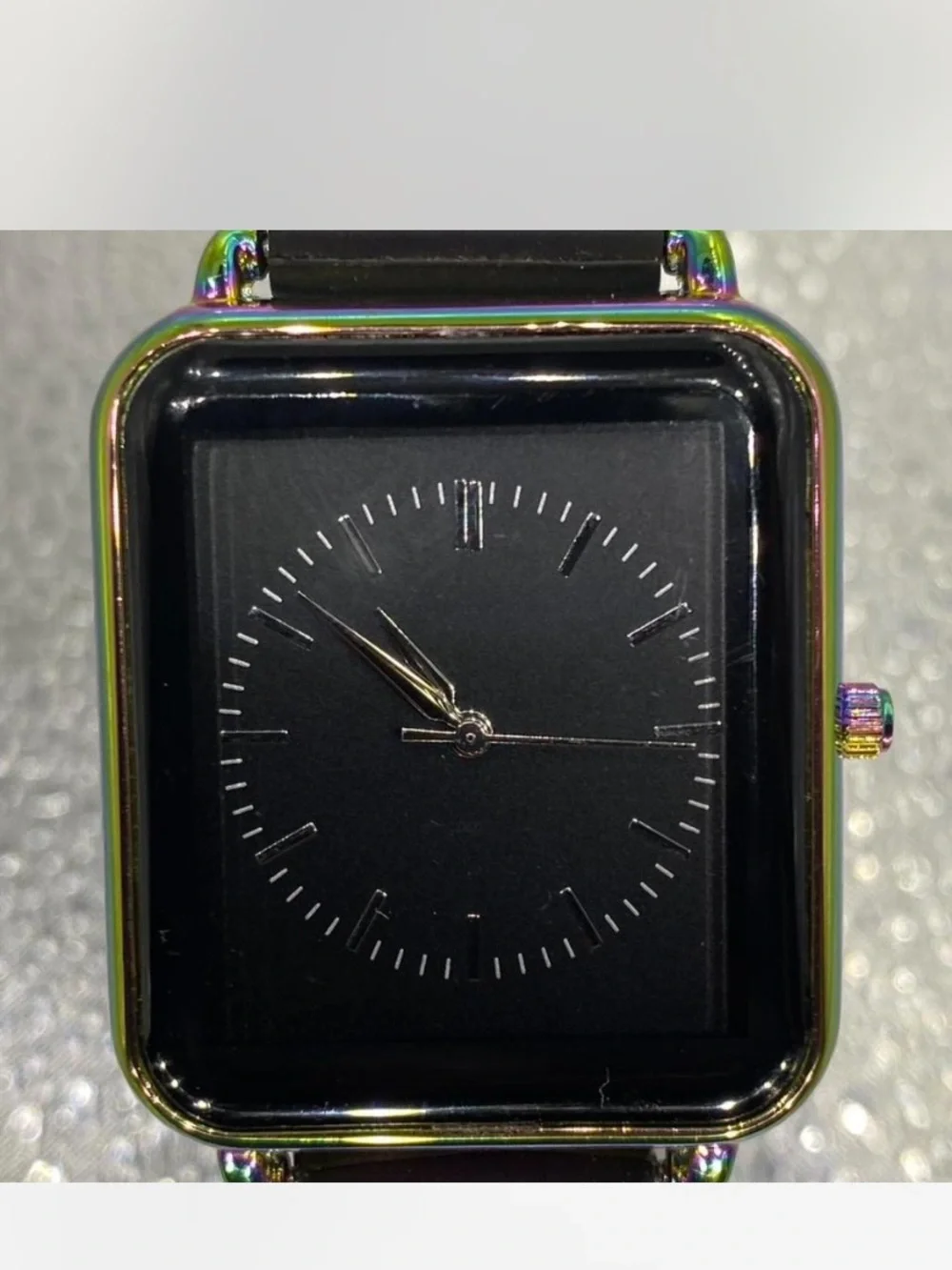 Ladies *** Iridescent Black Face Smart-Style Watch *** Ebony silicone band ^^^